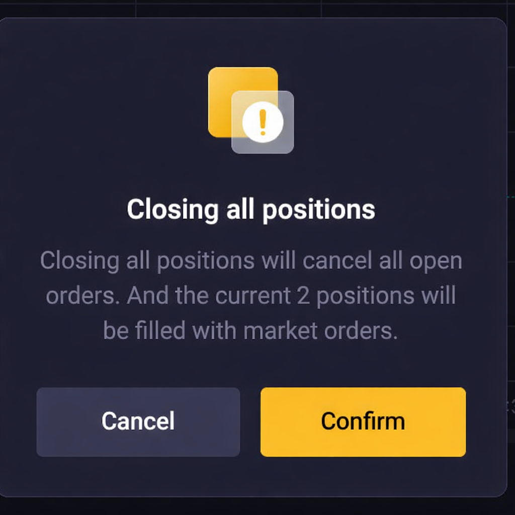 Confirm Close All Position Interface